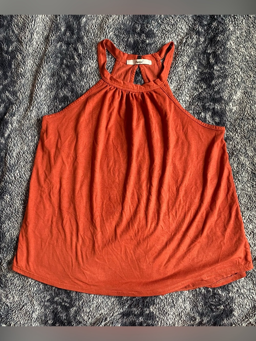 Papaya Women’s Small Orange High Neck Keyhole Back Tank Top Blouse